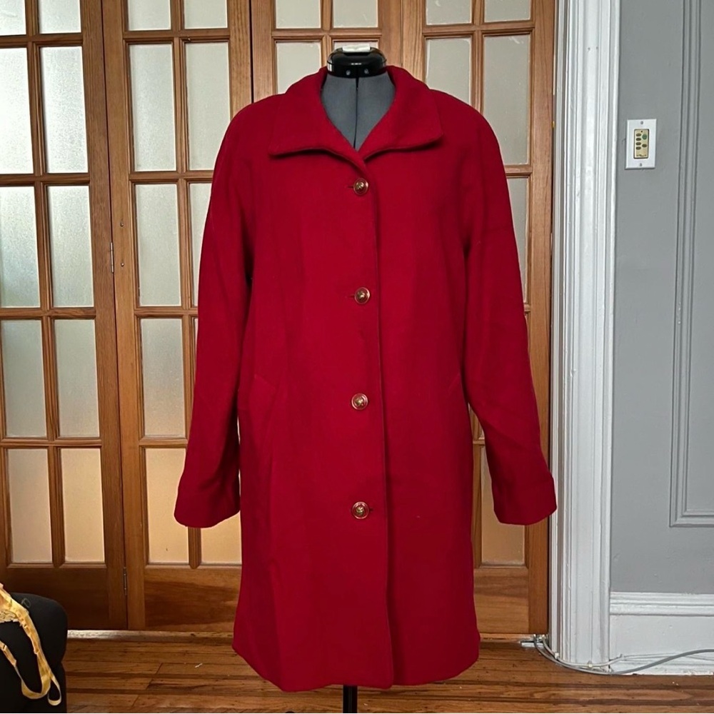 Vintage Dennis Basso Women's Faux Wool Red Coat